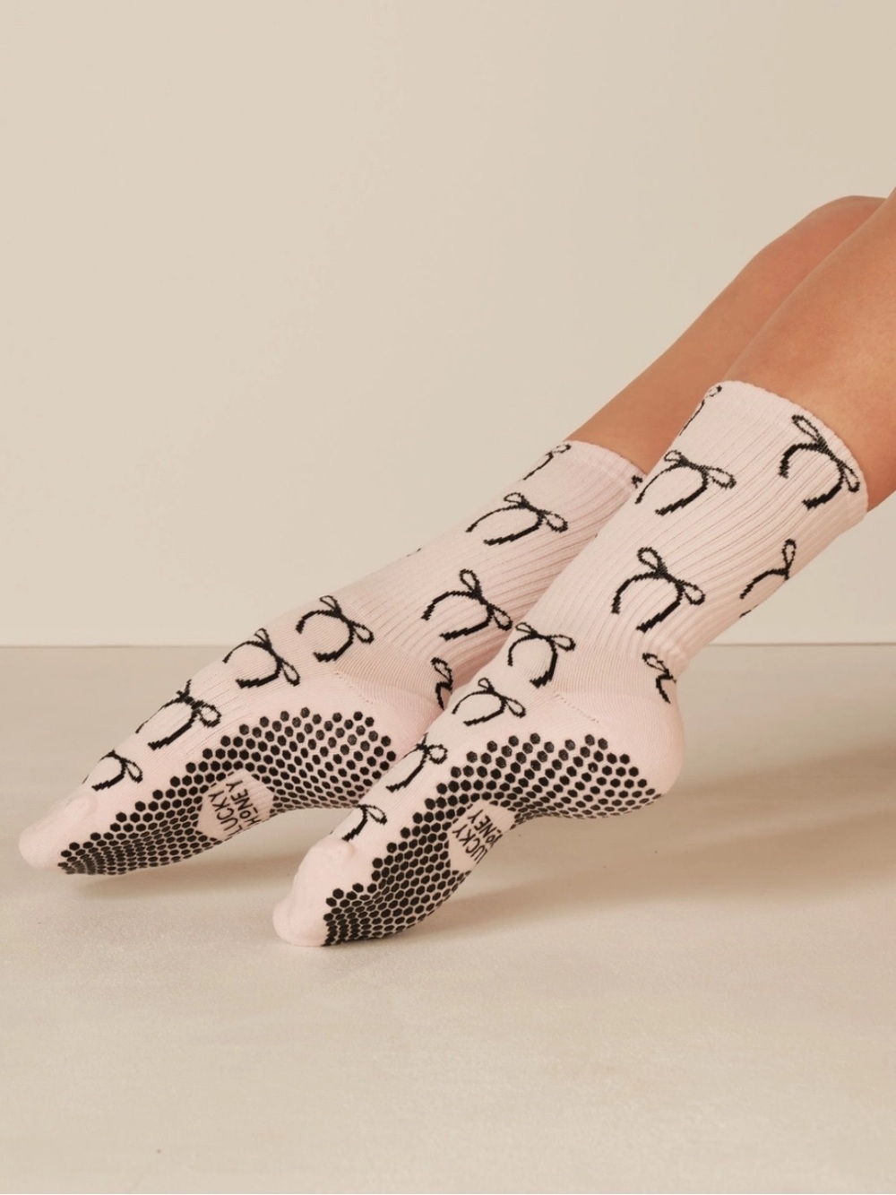 Lucky honey tall tube Grip Sock ballet bows